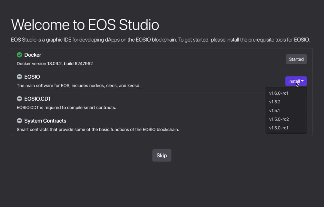 EOS Installation Screen